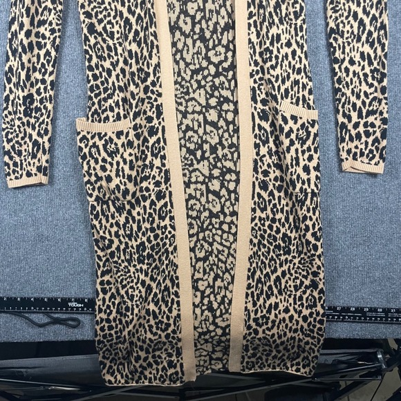 Express Womens Leopard Print Long Sleeve Open Front Cardigan Sweater XS - Picture 4 of 11